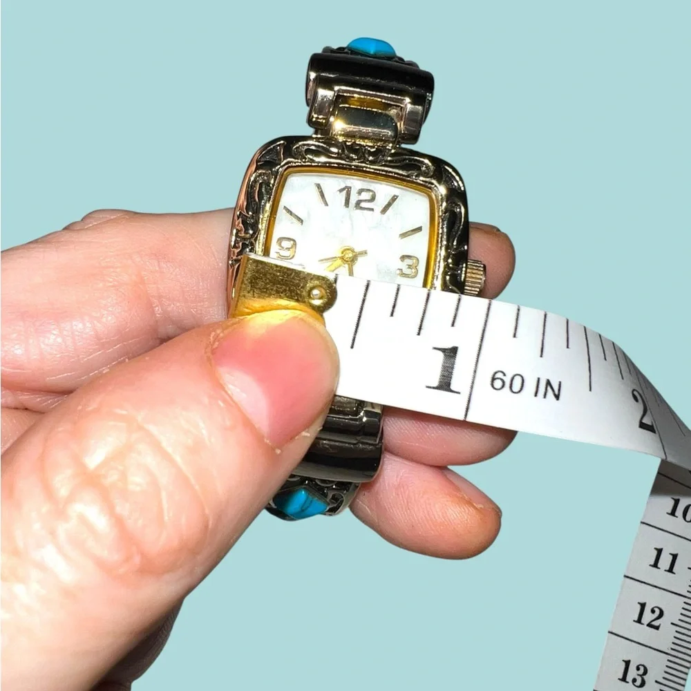 Vintage-Style Pavana Cuff Watch with Faux Turquoise Stones